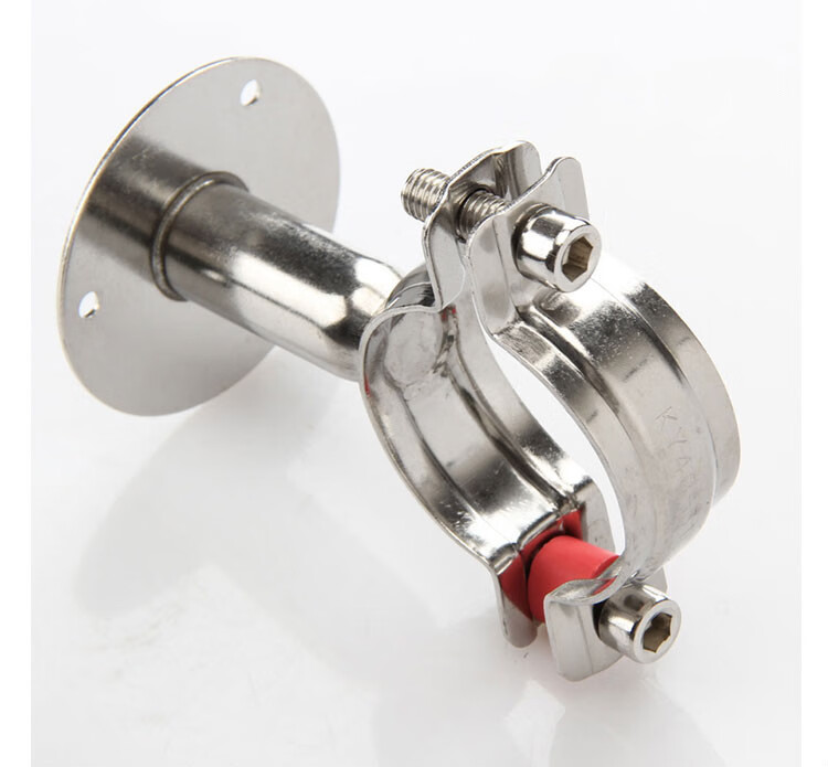 Supported by wall pipe clamps